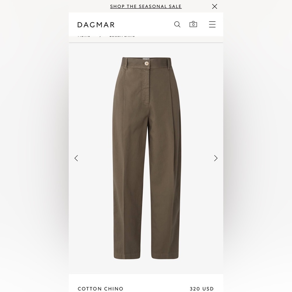 House of Dagmar Khaki Cotton Chino NWT Size 34